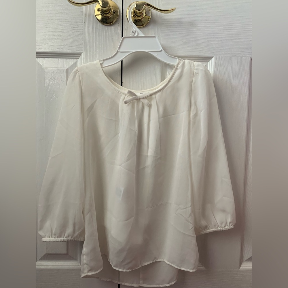 CRB girls white blouse with bow detain in back